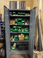Metal Cabinet W/ Carbides, Shafts, Depth Measuring Tool,
