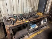 Table w/ Various Chucks, Air Hose, Bolts
