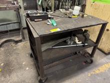 40" Steel Cart w/ 2 Chucks & Vise