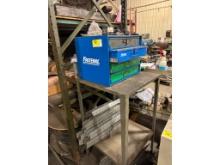 Fastenal Supplies Bin, 2' Work Table, (2) File Cabinets, (2) Hobart Wire Feeders