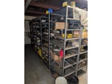 (10) 3'W Steel Shelves W/ Hardware & Inventory