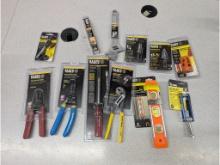 New Klein Tools, Wire Strippers, Pliers, Crescent Wrench, Step Bits