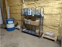 Rolling Material Organizing Rack, Exit Lights, Concrete,