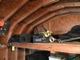 Contents of Shed: Tarps, Tools, Tires, Etc.