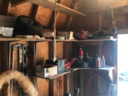 Contents of Shed: Tarps, Tools, Tires, Etc.
