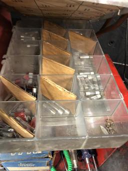 WURTH 6-DRAWER PARTS BIN & MISCELLANEOUS