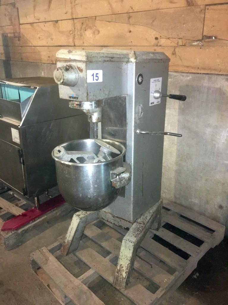 UNIVEX M30 1PH 30QT MIXER W/ BOWL, WHIP, HOOK & PADDLE