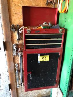 TOOL BOX, TOOLS, BUNGEE CORDS, TURN BUCKLES