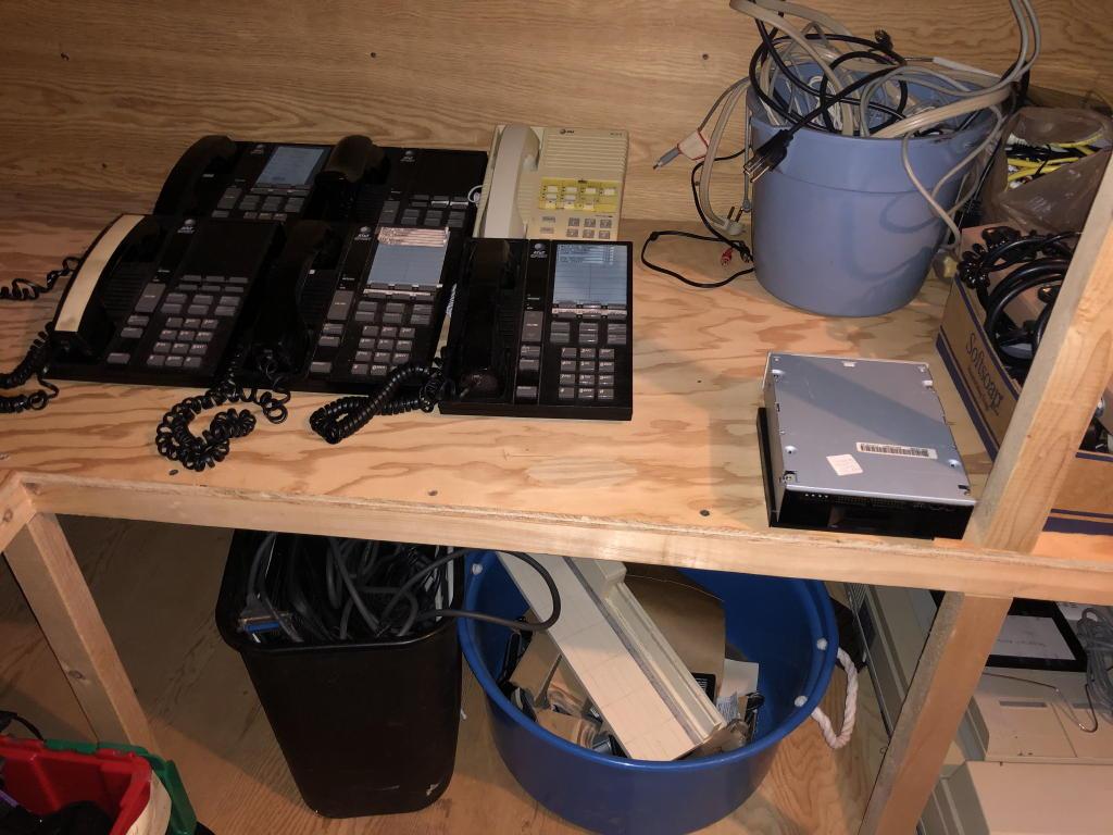ASSORTED VINTAGE ELECTRONICS, PHONES, CABLES