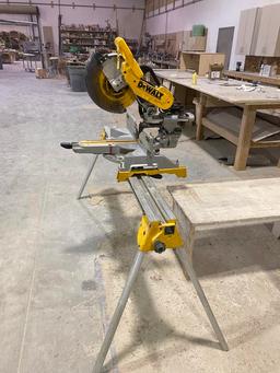 DEWALT 12" SLIDING COMPOUND MITER SAW, MDL. DW718 DBBL. BEVEL, W/ STAND, S/N: 172119