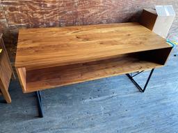 MODERN RECLAIMED WOOD 4-DRAWER OFFICE DESK W/REAR STORAGE SHELF, 63"W X 28.75"D X 31"H