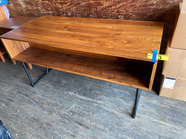 MODERN RECLAIMED WOOD 4-DRAWER OFFICE DESK W/REAR STORAGE SHELF, 63"W X 28.75"D X 31"H