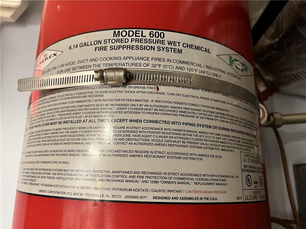 AMEREX MODEL 600 6.14-GALLON STORED WET CHEMICAL FIRE SUPPRESSION SYSTEM