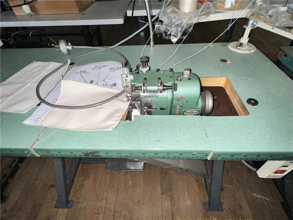 FLOOR 3: MERROW MACHINERY MG-2DNR-1 SEWING MACHINE STATION, 3PH, S/N: 224549