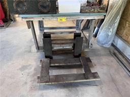 PORTABLE WORK TABLE, 4-WHEEL DOLLY, WOODEN SHELF