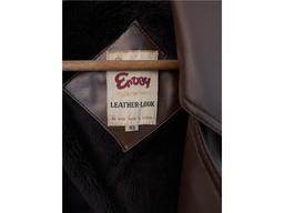 LOT: LEATHER LOOK SIZE 46 JACKET W/ (3) 2-PC SUITS, SIZES 50R & 44R