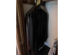 LOT: LEATHER LOOK SIZE 46 JACKET W/ (3) 2-PC SUITS, SIZES 50R & 44R