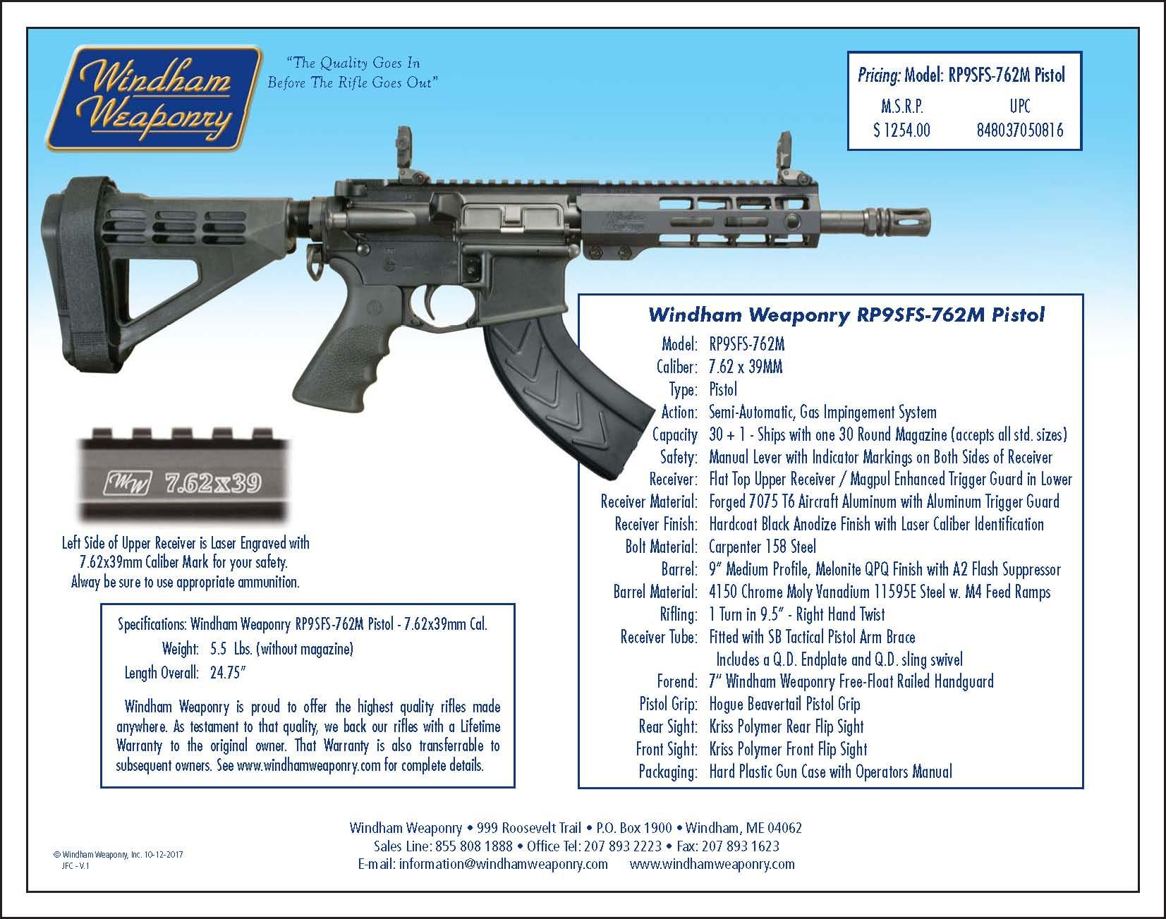 WINDHAM WEAPONRY MODEL RP9SFS-762M, S/N: YE039756