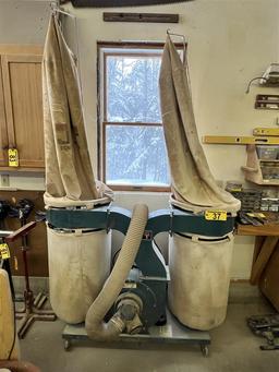JET MODEL DC-1900 2-BAG PORTABLE DUST COLLECTOR, 3HP