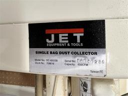 JET MODEL DC-650SB SINGLE BAG WALL MOUNT DUST COLLECTOR W/HOSE & DUST BIN
