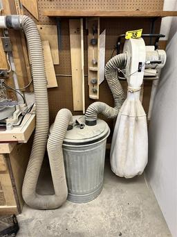 JET MODEL DC-650SB SINGLE BAG WALL MOUNT DUST COLLECTOR W/HOSE & DUST BIN