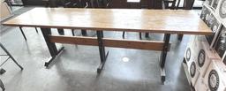$BID PRICE X 2 - (2) HARDWOOD STEEL FRAME DINING TABLES