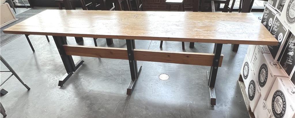 $BID PRICE X 2 - (2) HARDWOOD STEEL FRAME DINING TABLES