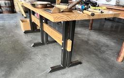 $BID PRICE X 2 - (2) HARDWOOD STEEL FRAME DINING TABLES