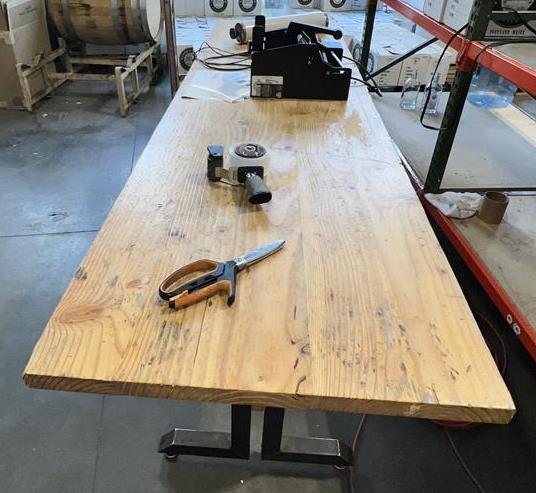 $BID PRICE X 2 - (2) HARDWOOD STEEL FRAME DINING TABLES