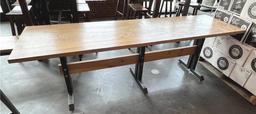 $BID PRICE X 2 - (2) HARDWOOD STEEL FRAME DINING TABLES