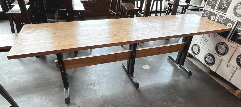 $BID PRICE X 2 - (2) HARDWOOD STEEL FRAME DINING TABLES