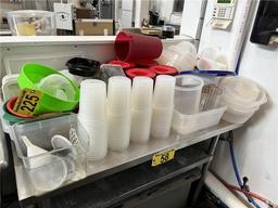 MISC. LOT OF PLASTIC WARE: STRAINERS, PITCHERS