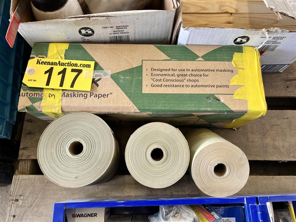 LOT: 3-ROLLS OF MASS KING 6" AUTOMOTIVE MASKING PAPER (2-PARTIAL ROLLS)