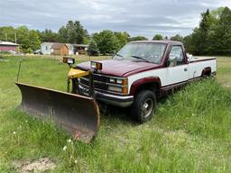 NOT STARTED - 1989 CHEVROLET SCOTTSDALE 2500 4WD REG CAB PLOW TRUCK, FISHER SPEEDCAST SNOWPLOW