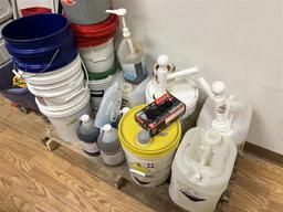 LOT OF ASSORTED CLEANING TOOLS & CHEMICALS