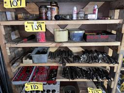 CONTENTS ON 3-SHELVES: CUTTING TOOLS, DRILL BITS, MACHINE TOOLS