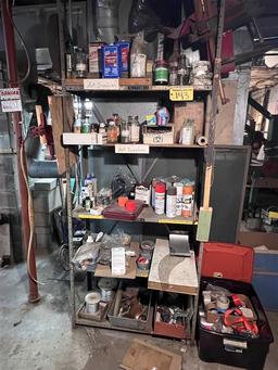 5-SHELF PARTS RACK & CONTENTS, 36" X 18" X 84"H:
