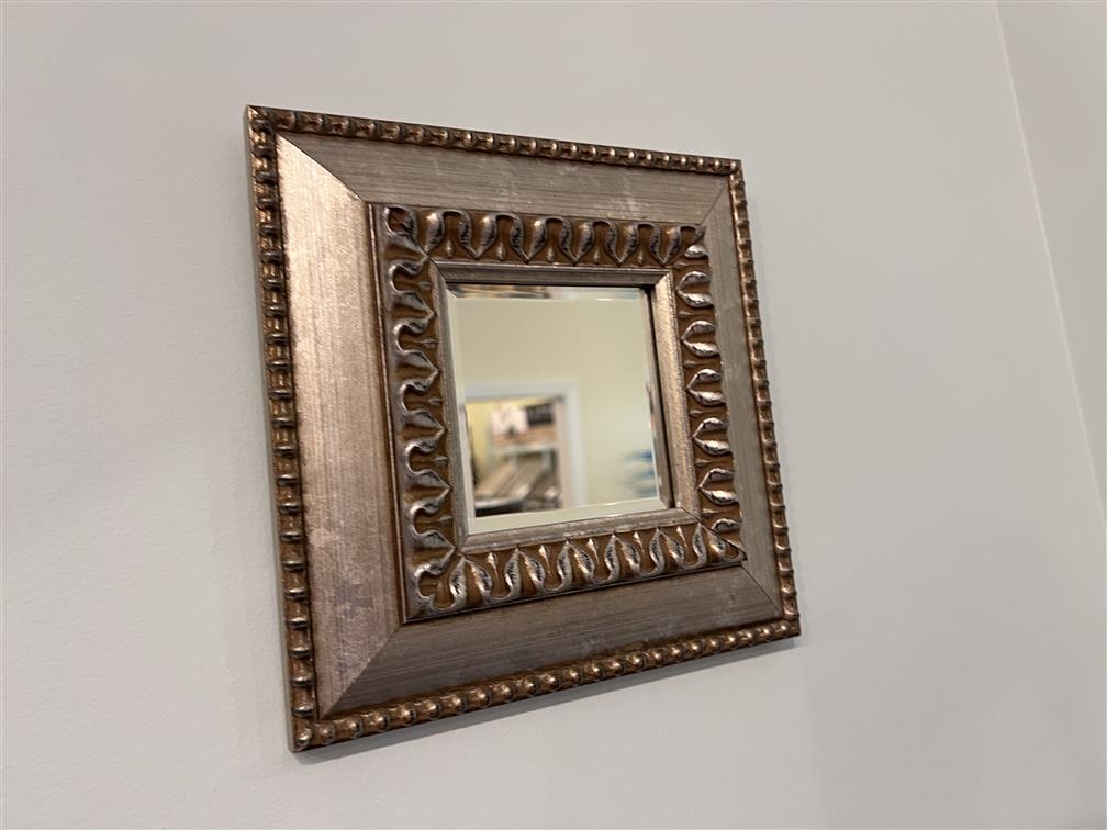 SET OF 3-GOLD FRAMED MIRRORS ON WALL