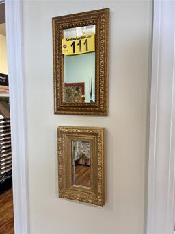 SET OF 3-GOLD FRAMED MIRRORS ON WALL
