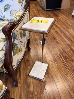 METAL FRAME MARBLE TOP & BOTTOM SIDE TABLE/STAND, 8" X 10" X 24"H, RETAIL $399