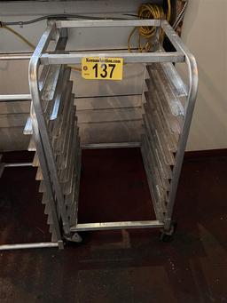 10-PAN ALUMINUM SHEET PAN CART ON CASTERS