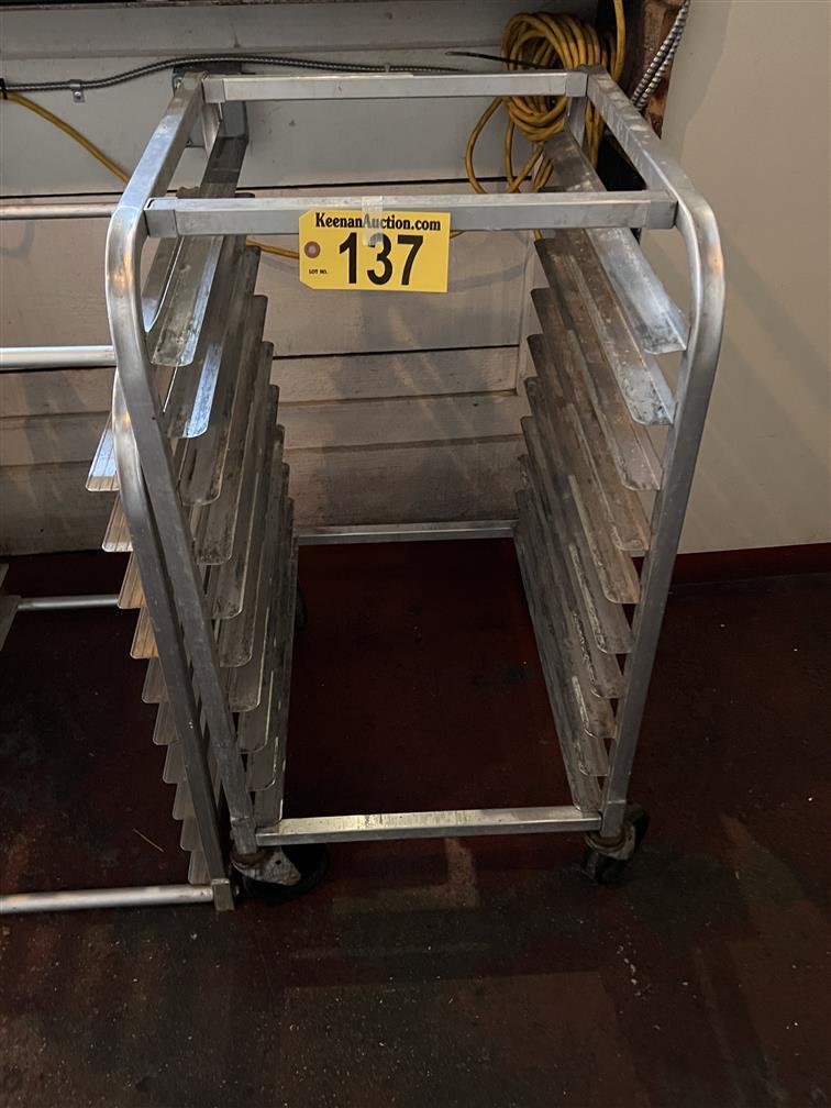 10-PAN ALUMINUM SHEET PAN CART ON CASTERS