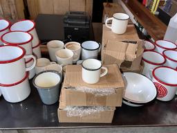 LOT: GALVANIZED BUCKETS, ASSORTED COFFEE MUGS, ESPRESSO CUPS