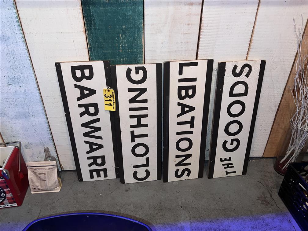 4-PC HANGING WOOD SIGN SET, 33" X 12"
