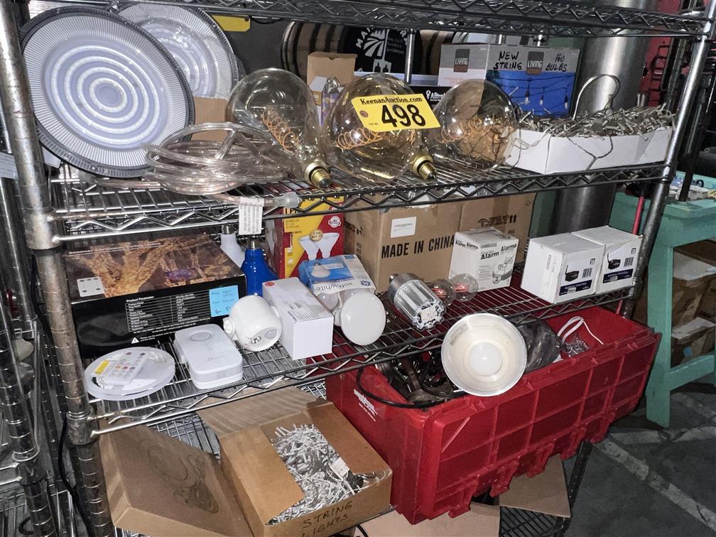 LOT OF ASSORTED LIGHT BULBS, EDISON BULBS, PATIO STRING LIGHTS