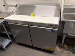 KRATOS 69K-770HC S/S 2-DOOR REFRIGERATED PREP TABLE, ON CASTERS