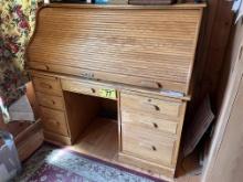 WINNERS ONLY OAK ROLLTOP DESK, 54"W X 29"D