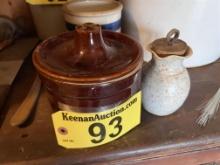 LOT: 1-CROCK, 1-STONEWARE PITCHER