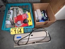 LOT: LIGHT BAR, PAINT SUNDRIES, MISC. LIGHT BULBS & HOUSEHOLD HARDWARE