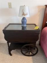 VINTAGE BAR CART W/ TABLE LAMP
